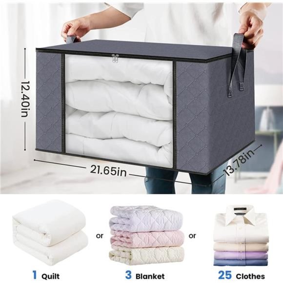 6 Pack Clothes Storage, Foldable Blanket Storage Bags Storage Containers Bedroom - Picture 3 of 5